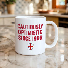 England Football World Cup 2026 Mug – Cautiously Optimistic Since 1966. Match Day Gift