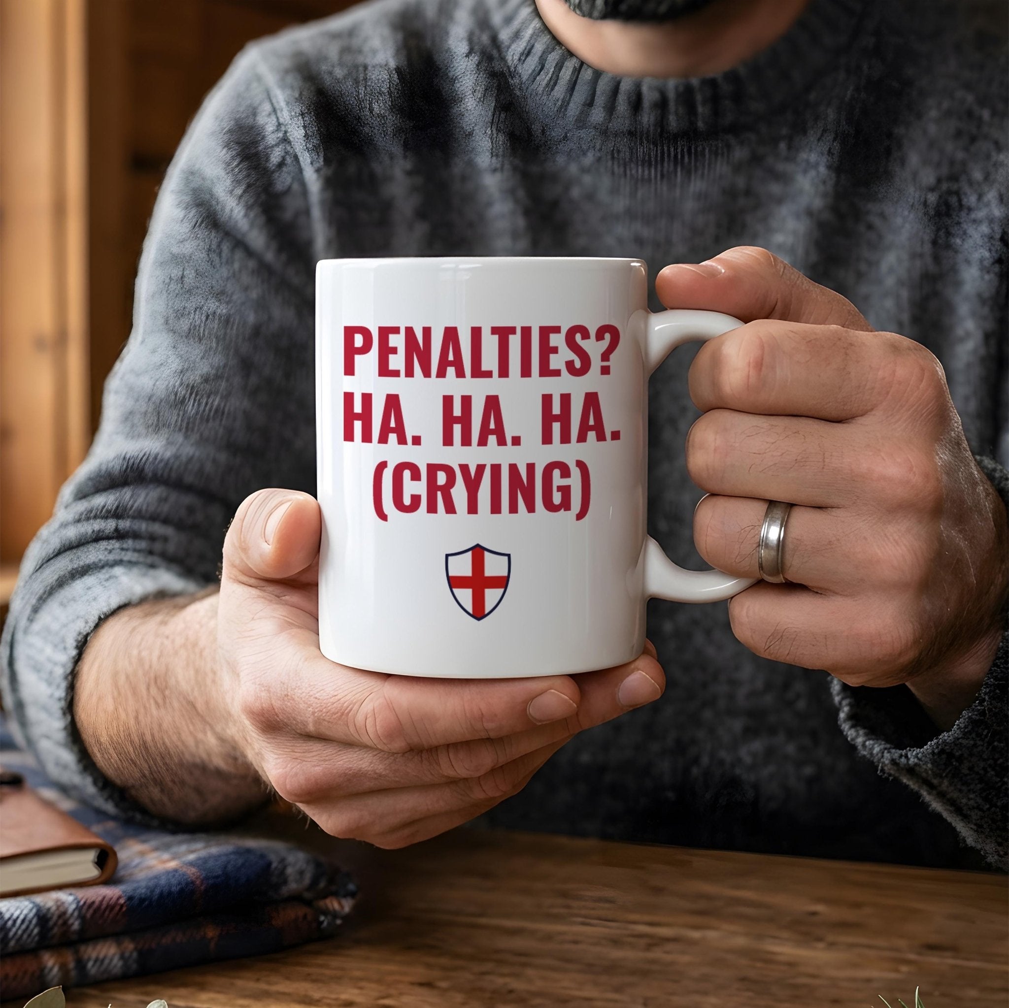 England Penalties Mug – Funny Football Fan Coffee Mug, Three Lions Supporter Gift, Match Day