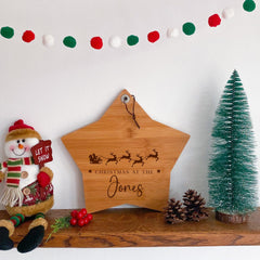 Engraved Bamboo Chopping Board For Christmas Gift For Couple Mum Nanny Host Christmas At The Last Name
