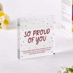 Exam result Gift So Proud of You Acrylic Keepsake GCSE A - Level Exam Results Graduation Congratulations Present for Daughter Son Niece Nephew