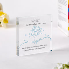 Family Tree Acrylic Plaque Sentimental Family Roots Keepsake Heartfelt Gift for Auntie Sister Mum Grandma Grandad Nanny Birthdays Christmas