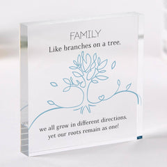 Family Tree Acrylic Plaque Sentimental Family Roots Keepsake Heartfelt Gift for Auntie Sister Mum Grandma Grandad Nanny Birthdays Christmas