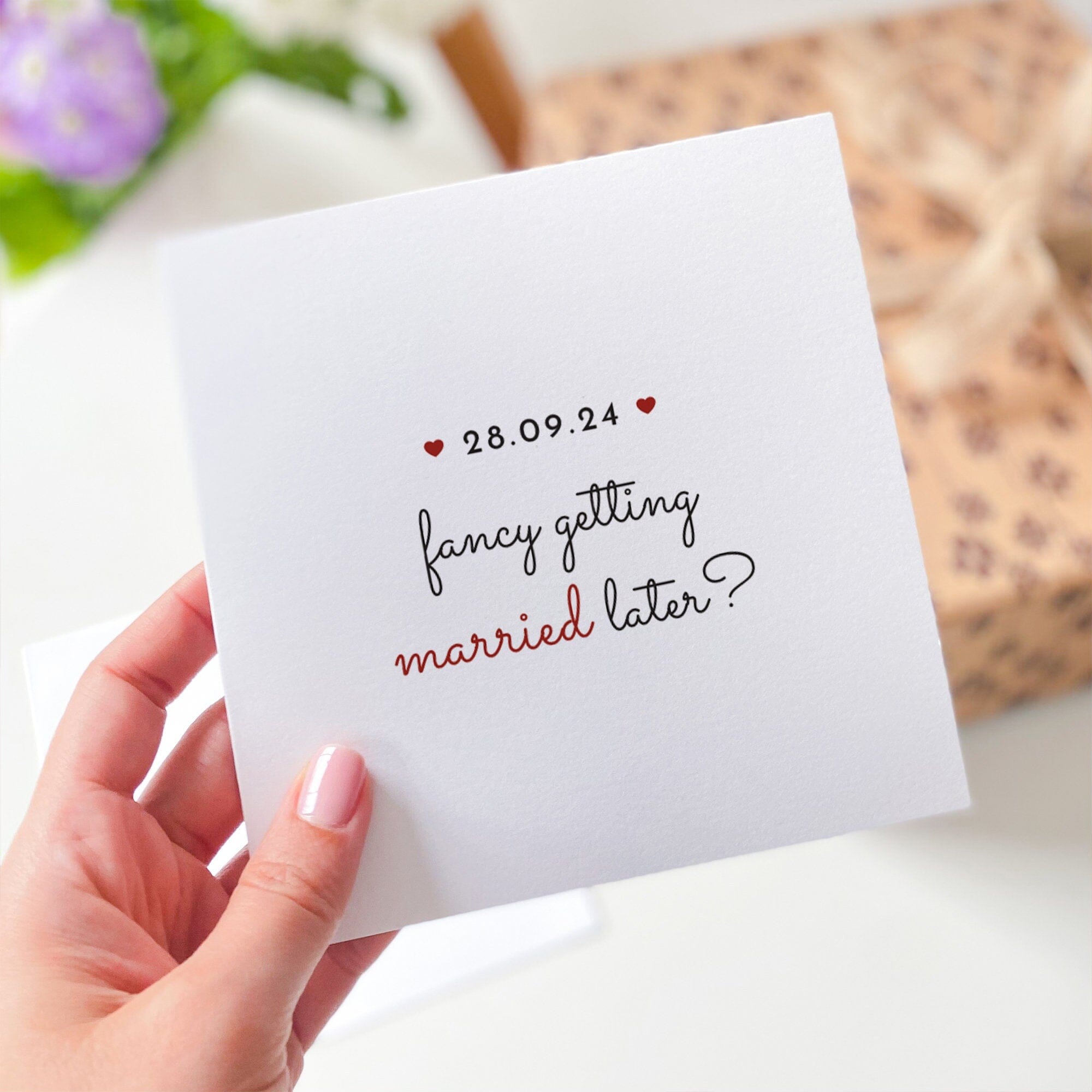 Fancy Getting Married Later Wedding Morning Gift Card For Wedding Day With Flower Wedding Square Card Hubby Wifey Husband Wife Fiance