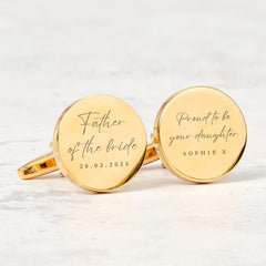 Father of the Bride Cufflinks Gift from Daughter Personalised Wedding Day Keepsake for Dad with Name and Date Wedding Role Cufflinks