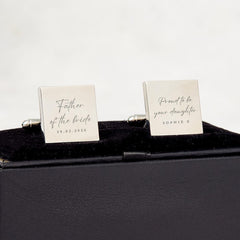 Father of the Bride Cufflinks Gift from Daughter Personalised Wedding Day Keepsake for Dad with Name and Date Wedding Role Cufflinks