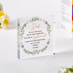 Father of The Bride Gift Acrylic Plaque Floral Wedding Day Gift for Dad from Daughter 'Of All the Walks'� Sentimental Keepsake