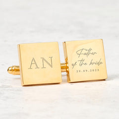 Father of the Bride Gift Personalised Cufflinks Custom Initials and Date Wedding Day Keepsake for Dad from Daughter