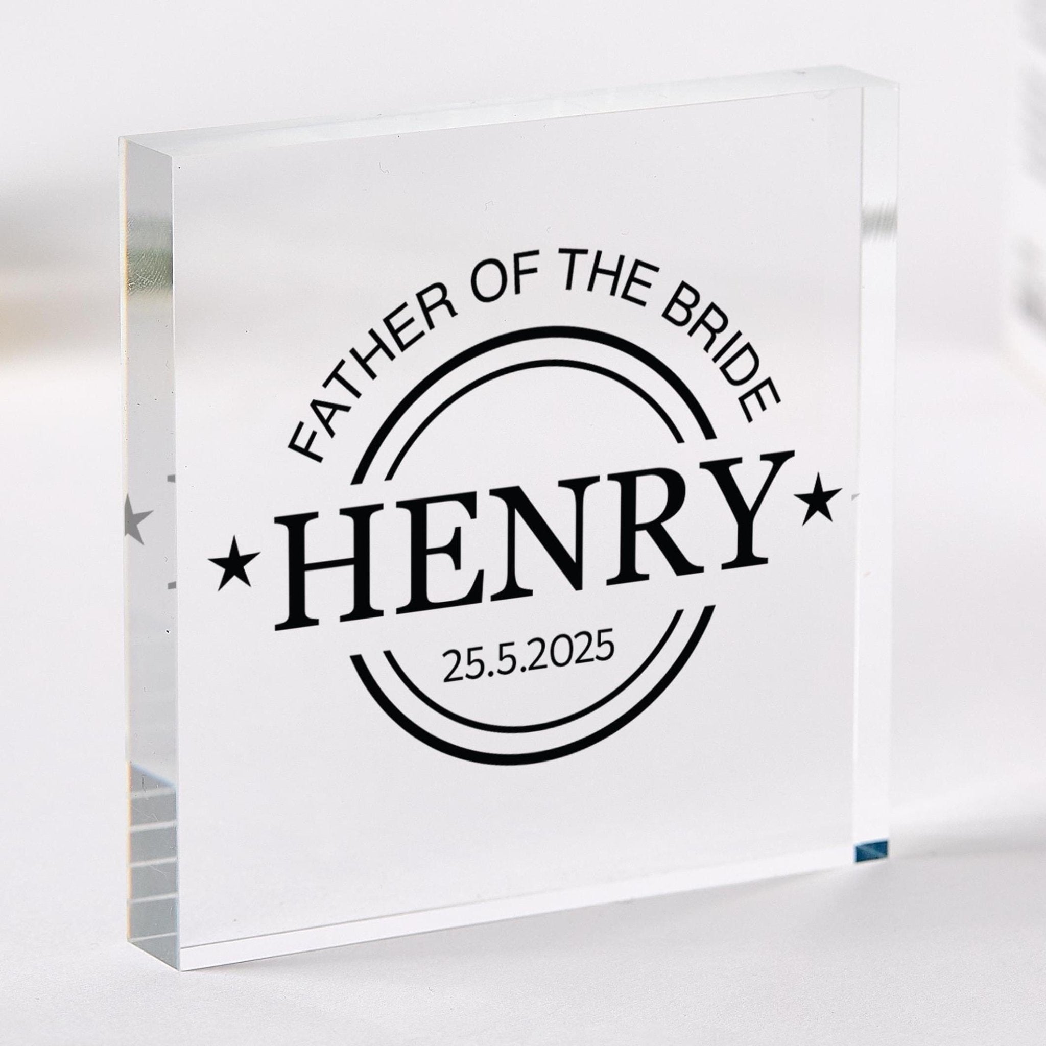 Father of the Bride Gift Personalised Wedding Acrylic Plaque Custom Gift Keepsake for Best Man Groomsman Father of the Groom with Name Date