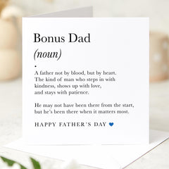 Father’s Day Card for Bonus Dad Heartfelt Definition Design for Stepdad Thoughtful Keepsake Card for Stepfather