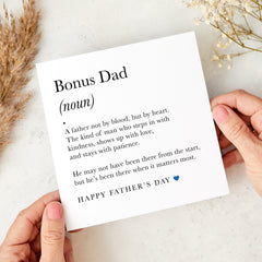 Father’s Day Card for Bonus Dad Heartfelt Definition Design for Stepdad Thoughtful Keepsake Card for Stepfather