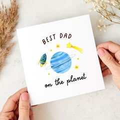 Father’s Day Card for Dad Best Dad on the Planet Cute Space and Rocket Design Thoughtful Keepsake from Child