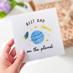 Father’s Day Card for Dad Best Dad on the Planet Cute Space and Rocket Design Thoughtful Keepsake from Child