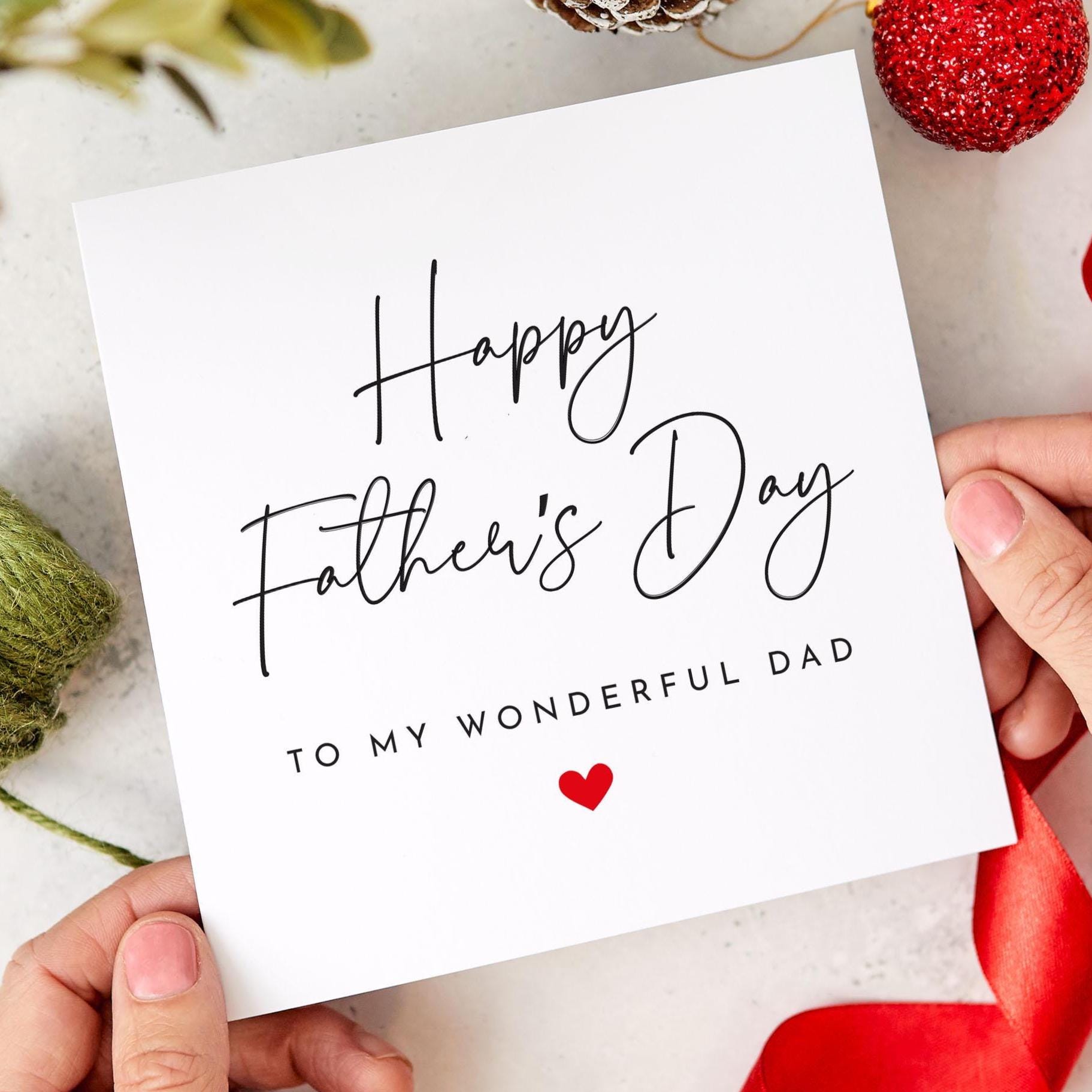 Father’s Day Card for Dad Elegant “Happy Father’s Day to My Wonderful Dad” Card Minimal Heart Design Thoughtful Gift from Son or Daughter