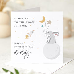 Father’s Day Card for Dad From Baby I Love You to the Moon and Back Cute Bunny and Star Design Sentimental Keepsake for New Daddy