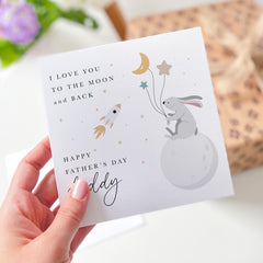 Father’s Day Card for Dad From Baby I Love You to the Moon and Back Cute Bunny and Star Design Sentimental Keepsake for New Daddy