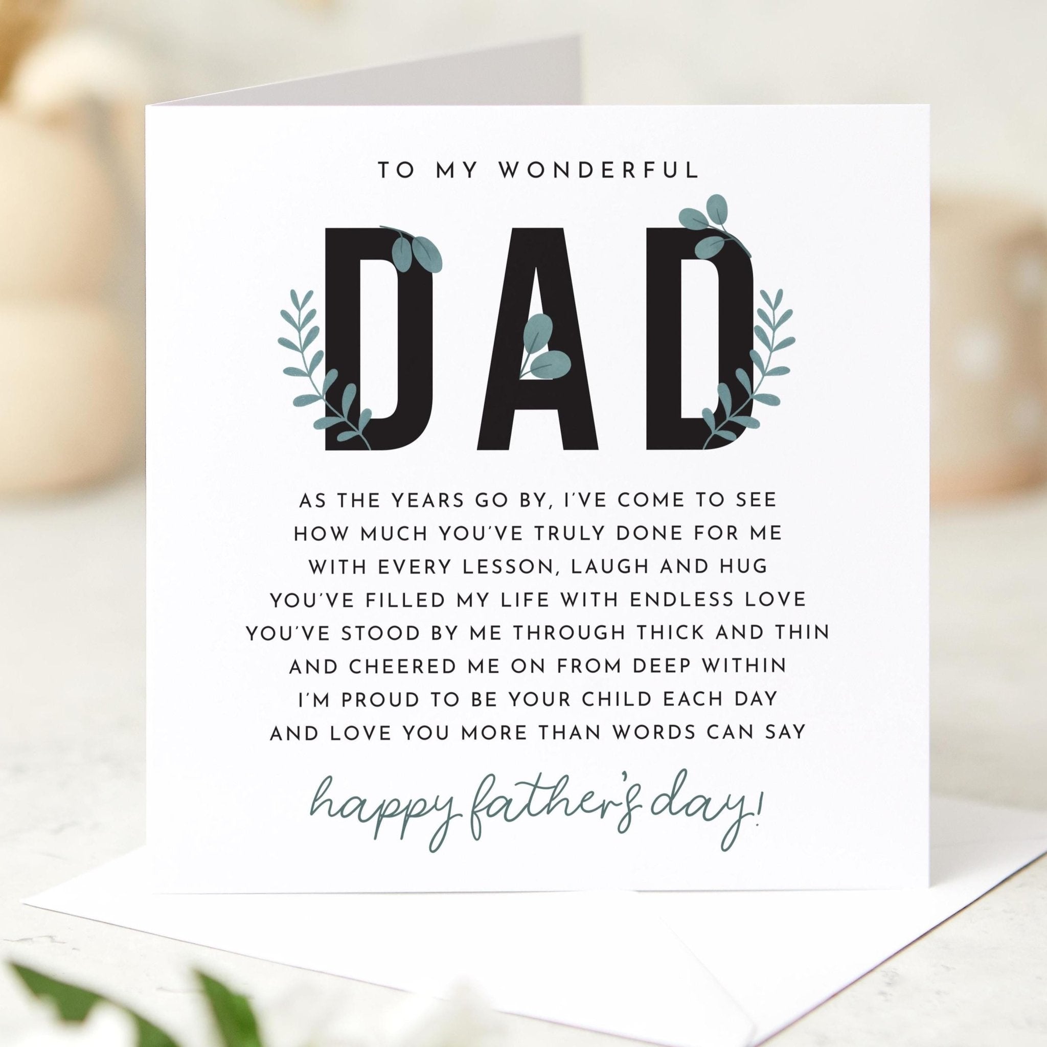 Father's Day Card for Dad Sentimental Verse Design Thoughtful Keepsake Father's Day Card to Show Love and Appreciation from Kids