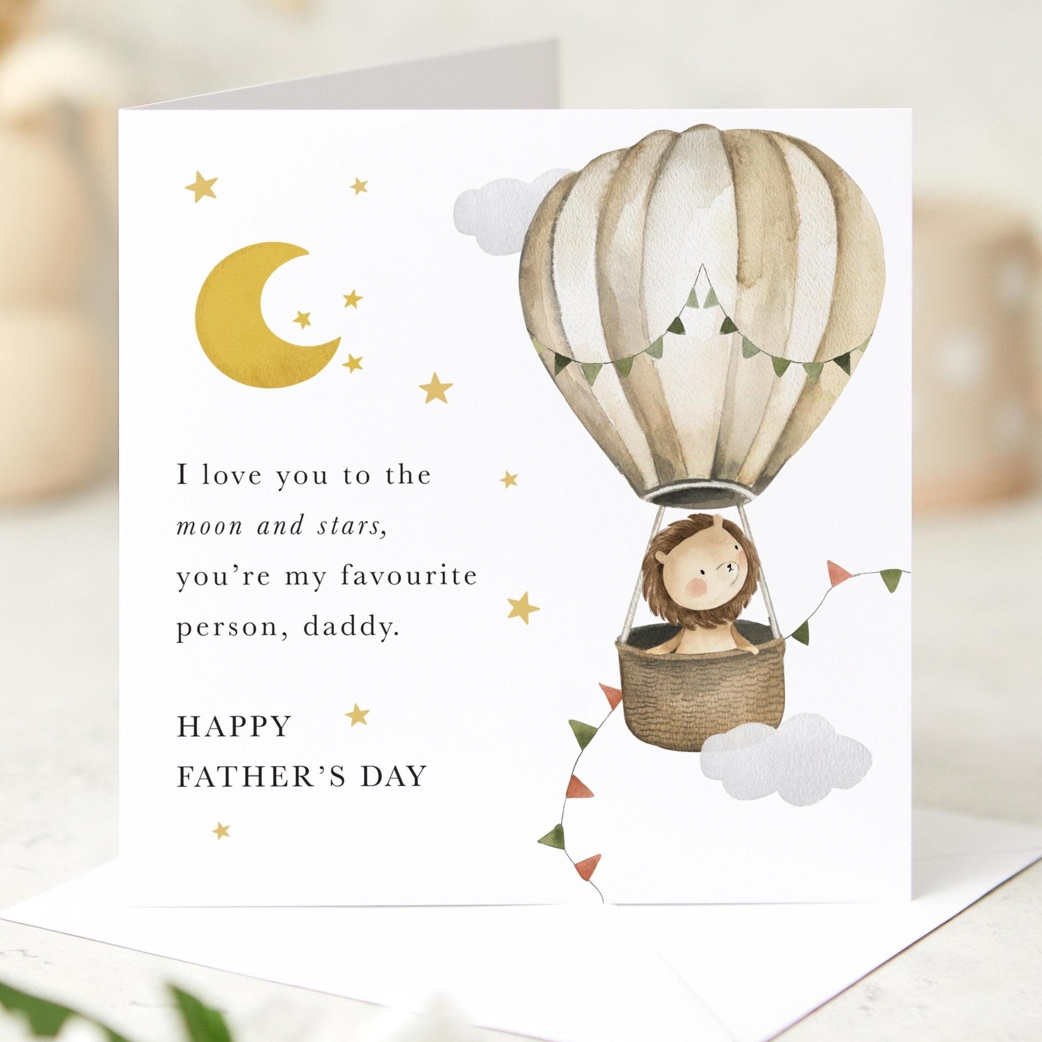 Father’s Day Card for Daddy I Love You to the Moon and Stars Hot Air Balloon Design Special Keepsake Card from Child