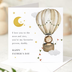 Father’s Day Card for Daddy I Love You to the Moon and Stars Hot Air Balloon Design Special Keepsake Card from Child