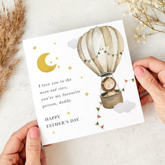 Father’s Day Card for Daddy I Love You to the Moon and Stars Hot Air Balloon Design Special Keepsake Card from Child
