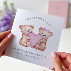 Father’s Day Card for Grandad Cute Teddy Bear Design Thoughtful Keepsake from Granddaughter or Grandson Gift Card for Grandpa