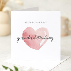 Father’s Day Card for Grandad with Grandchildren Name Personalised Pink Heart Design Special Keepsake Card from Granddaughter or Grandson
