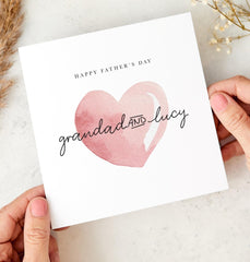 Father’s Day Card for Grandad with Grandchildren Name Personalised Pink Heart Design Special Keepsake Card from Granddaughter or Grandson