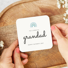 Father's Day Coaster for Stepdad Daddy to Be or Grandad Minimalist Rainbow Keepsake Gift from Child or Bump