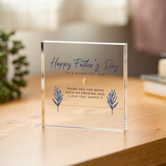 Father's Day Gift to a wonderful dad Personalised Keepsake from Daughter Son Happy First Father's Day Plaque for Him Thank You Daddy Present