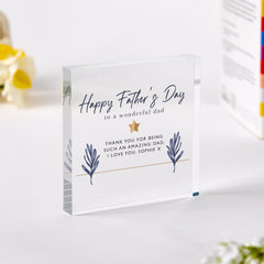 Father's Day Gift to a wonderful dad Personalised Keepsake from Daughter Son Happy First Father's Day Plaque for Him Thank You Daddy Present