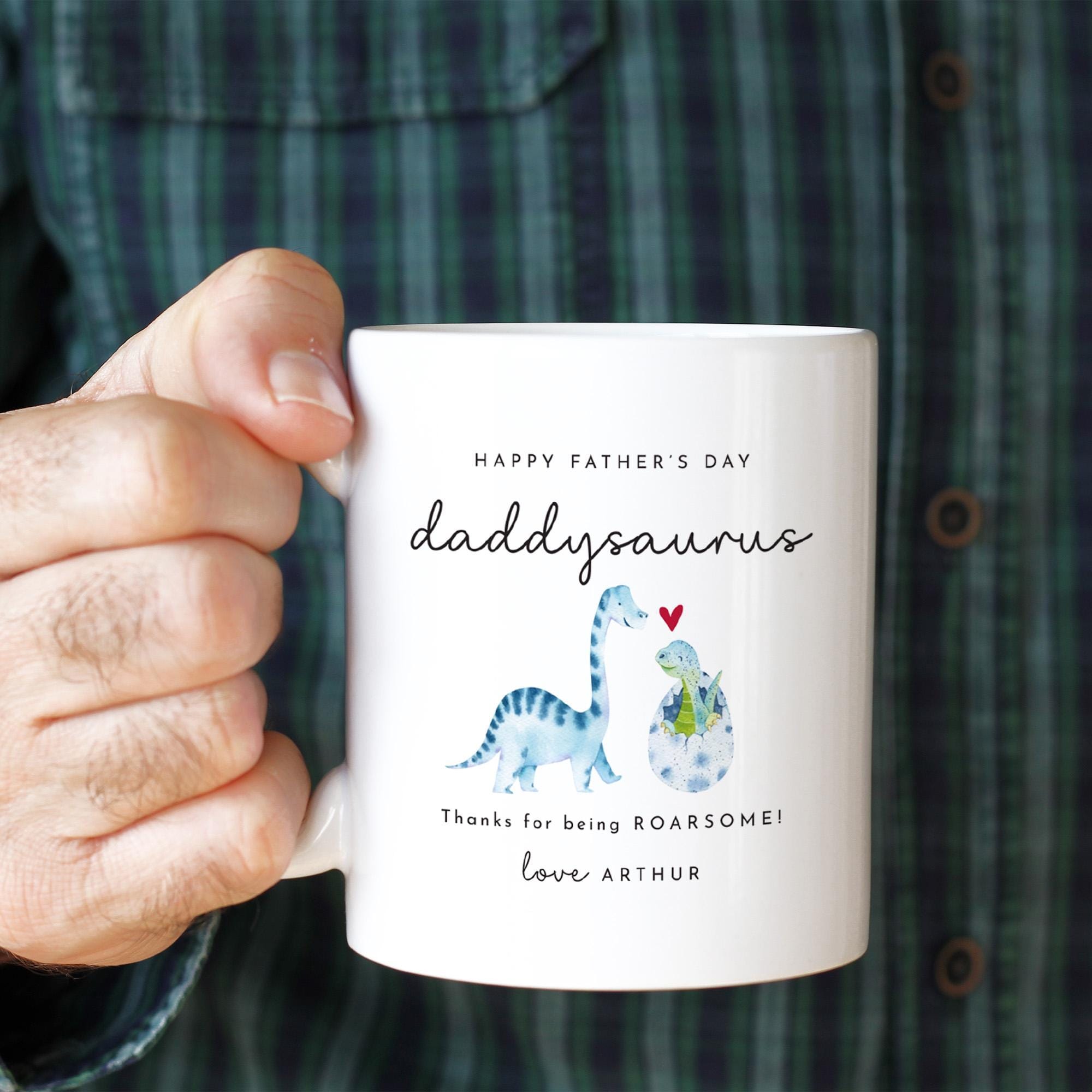 Father's Day Mug for Daddy Daddysaurus Dinosaur Design Gift from Child Roarsome Keepsake Coffee Cup for First Time Dad from Son or Daughter