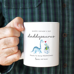 Father's Day Mug for Daddy Daddysaurus Dinosaur Design Gift from Child Roarsome Keepsake Coffee Cup for First Time Dad from Son or Daughter