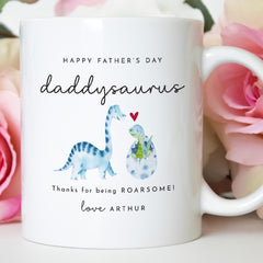 Father's Day Mug for Daddy Daddysaurus Dinosaur Design Gift from Child Roarsome Keepsake Coffee Cup for First Time Dad from Son or Daughter
