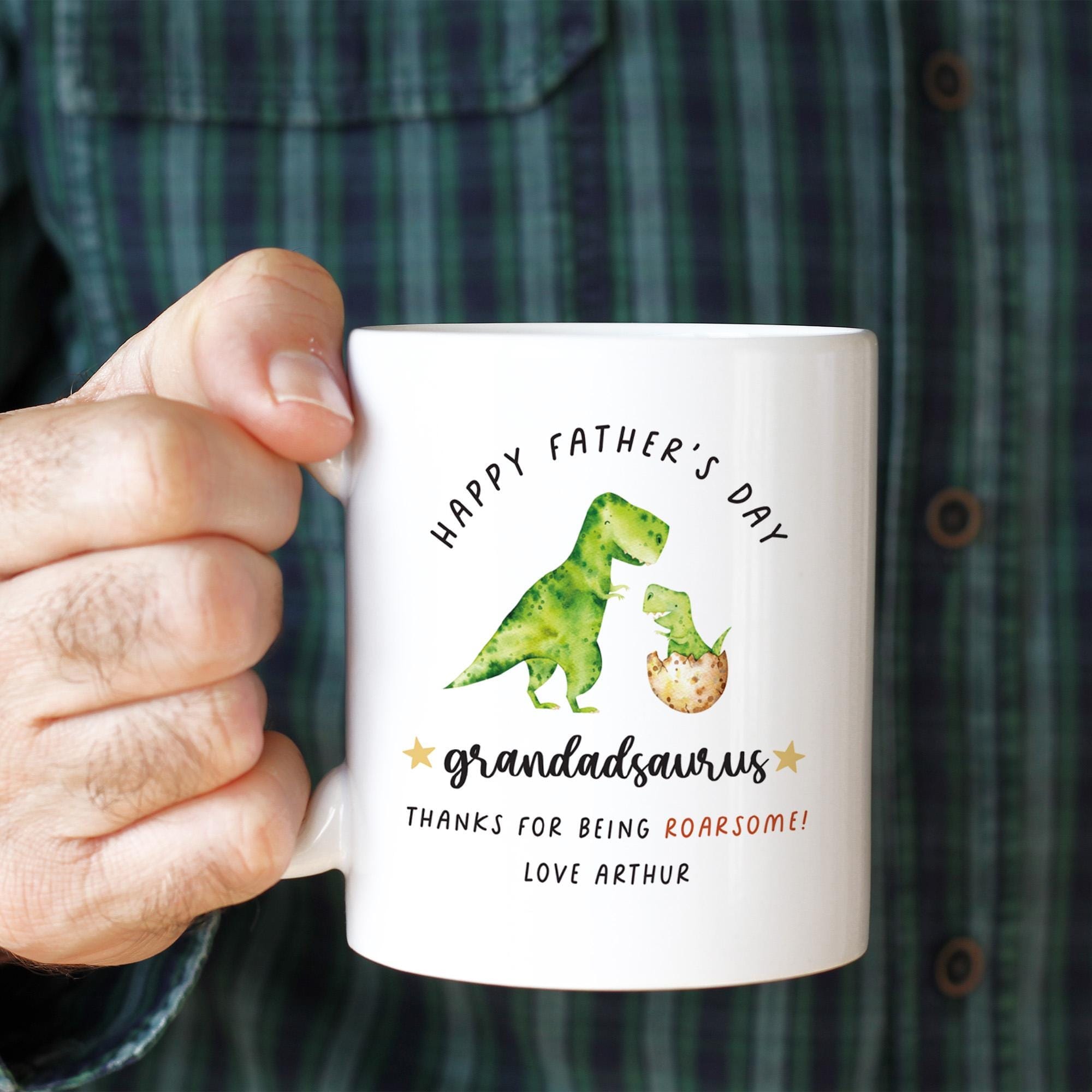 Father's Day Mug for Grandad Grandadsaurus Dinosaur Design Gift from Grandchild Roarsome Keepsake Coffee Cup from Grandson Granddaughter