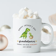 Father's Day Mug for Grandad Grandadsaurus Dinosaur Design Gift from Grandchild Roarsome Keepsake Coffee Cup from Grandson Granddaughter