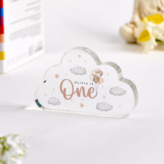 First Birthday Acrylic Plaque Cute Keepsake Gift for Baby Boy or Girl Niece Nephew Grandson Stepson Granddaughter Son Daughter Stepdaughter