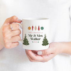 First Christmas as Mr and Mrs last name mug Gift for wife husband him her Newlywed couple Our 1st Xmas married Christmas present