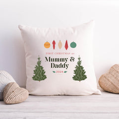 First Christmas as mummy daddy cushion Gift for new mum and dad Mummy's first Christmas home decoration decor Square 40x40 cm pillow