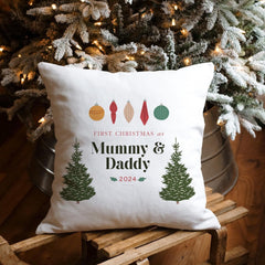 First Christmas as mummy daddy cushion Gift for new mum and dad Mummy's first Christmas home decoration decor Square 40x40 cm pillow