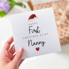 First Christmas As My Nanny Card With A Cute Santa Hat New Grandma Card Greeting Card Happy 1St Christmas For Her Nana Nan Granny Gran