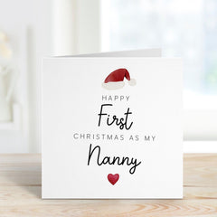 First Christmas As My Nanny Card With A Cute Santa Hat New Grandma Card Greeting Card Happy 1St Christmas For Her Nana Nan Granny Gran