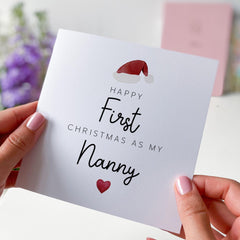 First Christmas As My Nanny Card With A Cute Santa Hat New Grandma Card Greeting Card Happy 1St Christmas For Her Nana Nan Granny Gran