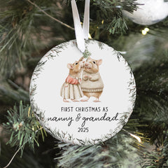 First Christmas as Nanny and Grandad Ceramic Ornament New Grandparents Tree Decoration Keepsake Gift for Grandma Grandpa