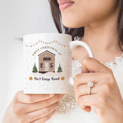 First Christmas at new home with address mug Gift for wife husband him her Housewarming Newlywed couple Our 1st Xmas married present