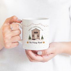 First Christmas at new home with address mug Gift for wife husband him her Housewarming Newlywed couple Our 1st Xmas married present