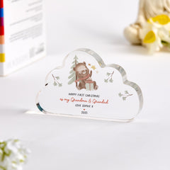First Christmas Gift for Grandma & Grandad Acrylic Plaque from Baby Grandchild, Cloud Shape Keepsake