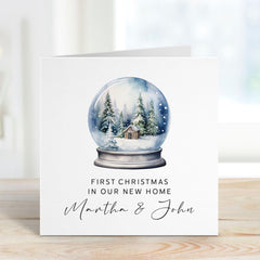 First Christmas in New Home Card for Wife Husband Couple Personalised Xmas Card Snow Globe 1st Xmas Holiday Keepsake