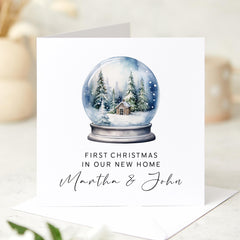 First Christmas in New Home Card for Wife Husband Couple Personalised Xmas Card Snow Globe 1st Xmas Holiday Keepsake