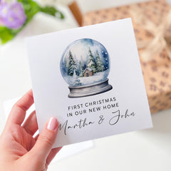 First Christmas in New Home Card for Wife Husband Couple Personalised Xmas Card Snow Globe 1st Xmas Holiday Keepsake