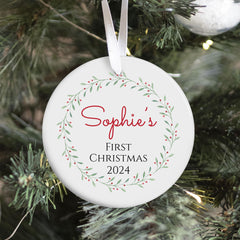 First Christmas Keepsake Ceramic Ornament for Baby Boy Girl Daughter Son Granddaughter Grandson Niece Nephew Newborn Holiday Memory Gift