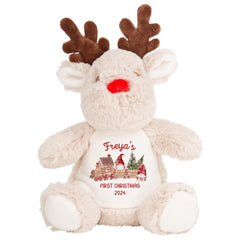 First Christmas toy Personalised 1st Xmas Gift for baby nephew niece grandson granddaughter son daughter Cute Reindeer Teddy plush present